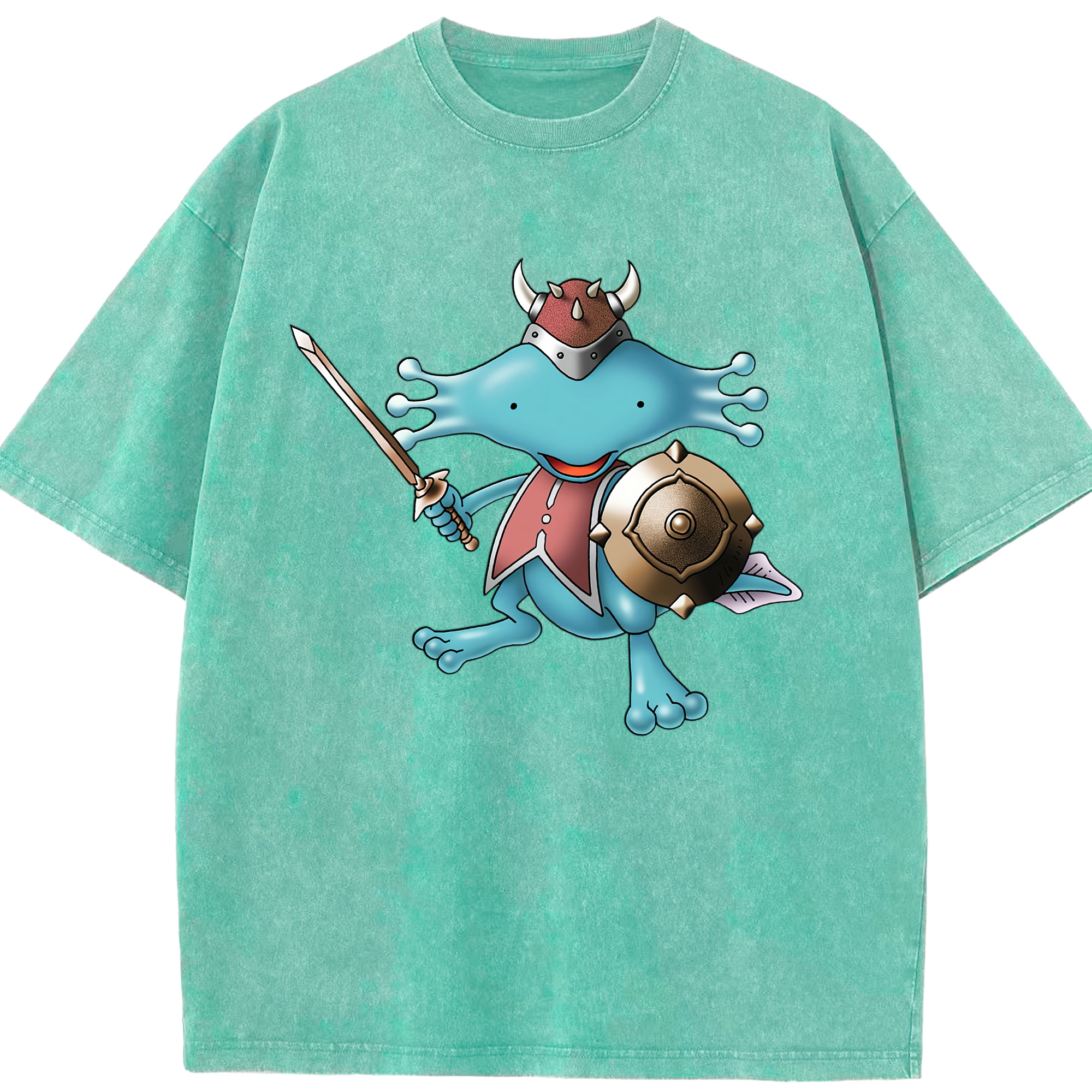 （画像用） ドラゴンクエスト Doragon Kuesuto Dragon Quest 綿100% ヴィンテージ風 半袖Tシャツ（フロントプリント）
